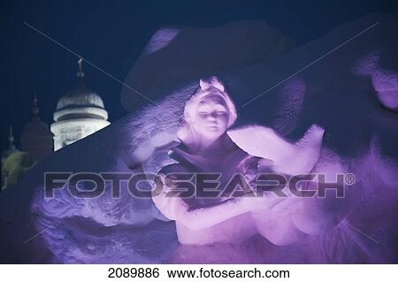 Stock Photograph - Statue The Icium Wonderworld Of Ice Sculpture Park, An Annual Event Featuring Chinese Ice And Snow Sculptures, Levi, Lapland, Finland. Fotosearch