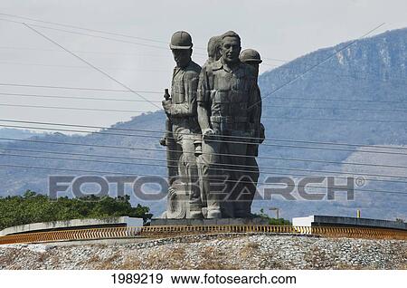 Stock Photo - Statue To The Workers At The Chicoasen Dam, Sumidero Canyon, Chiapas, Mexico. Fotosearch
