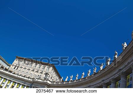 Stock Photo - Statues Lining The Square At Saint Peter's Basilica In Vatican City; Rome Italy. Fotosearch