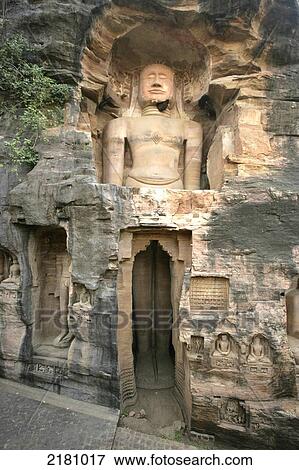 Stock Photo - Statues Of Jain Gods Gwalior Madhya Pradesh India. Fotosearch