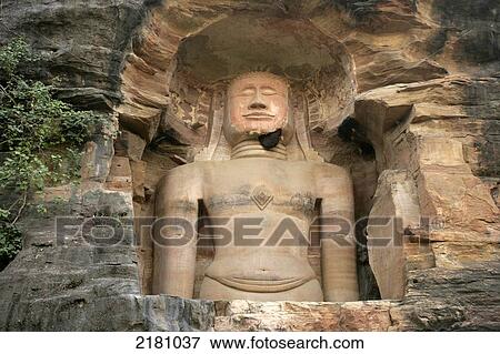 Stock Photo - Statues Of Jain Gods Gwalior Madhya Pradesh India. Fotosearch