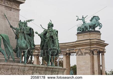 Stock Photo - Statues On Heroes' Square, Budapest, Hungary. Fotosearch