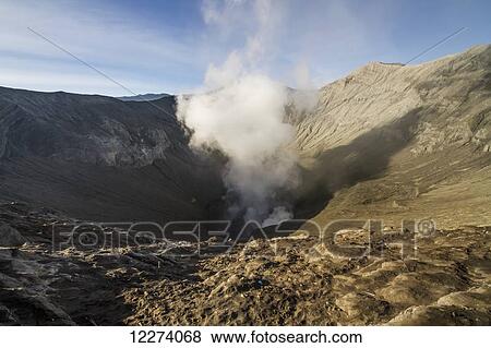 Stock Photo - Steaming crater of Mount Bromo, Bromo Tengger Semeru National Park, East Java, Indonesia. Fotosearch