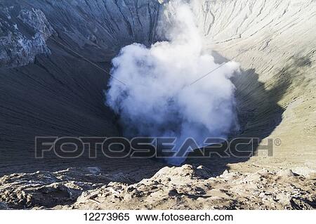 Stock Photography - Steaming crater of Mount Bromo, Bromo Tengger Semeru National Park, East Java, Indonesia. Fotosearch