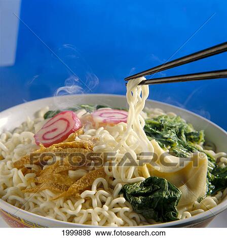 Steaming Saimin With Garnish And Chopsticks, Asian Cuisine C1178 View Large Photo Image Stock Photo - Steaming Saimin With Garnish And Chopsticks, Asian Cuisine C1178. Fotosearch