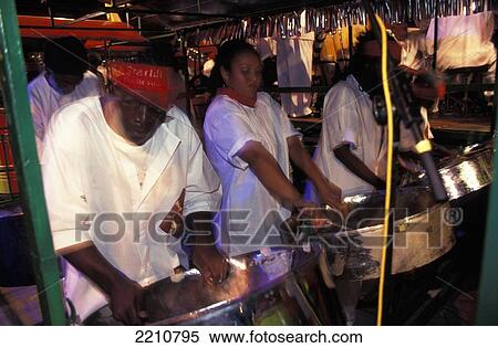 Stock Photography - Steel Band In Competition During Carnival, Port O'spain, Trinidad. Fotosearch
