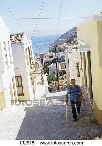 Stock Image - Steep Climb To Top In Horio. Fotosearch