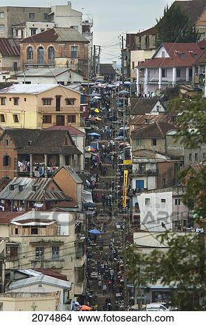 Picture - Steep Staircase Leading To Place De L'independance From The Haute-Ville, Antananarivo, Madagascar. Fotosearch