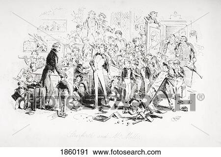 Stock Image - Steerforth And Mr Mell Illustration From The Charles Dickens Novel David Copperfield By H. K. Browne Known As Phiz. Fotosearch