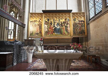 Stock Photography - Stefan Lochner's Alterpiece Of The Three Kings; Cologne North Rhine-Westphalia Germany. Fotosearch