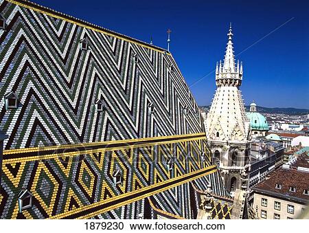 Stephansom Tiled Roof And Skyline Of Vienna View Large Photo Image Stock Image - Stephansom Tiled Roof And Skyline Of Vienna. Fotosearch
