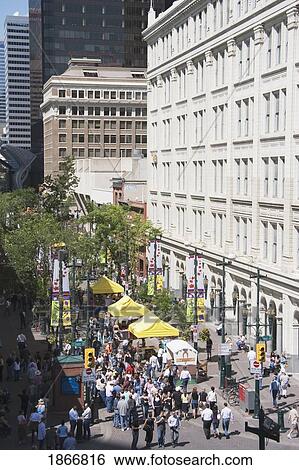 Stock Photograph - Stephen Avenue Mall, Downtown Calgary, Alberta, Canada. Fotosearch