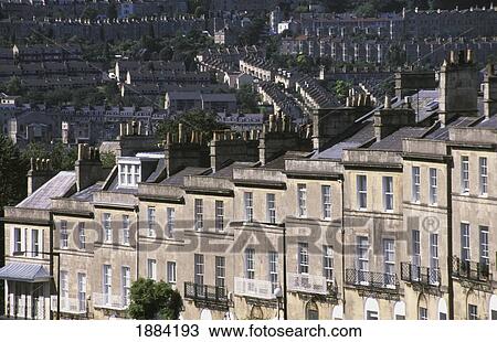Stock Image - Stepped Terraced Houses. Fotosearch