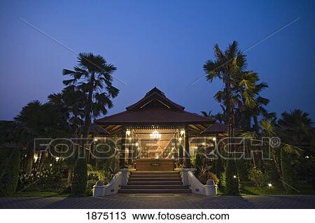 Stock Image - Steps Leading Up To An Outdoor Lobby Of A Hotel; Thailand. Fotosearch