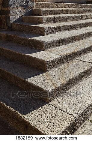 Stock Photo - Steps Leading Up To The Hieronymite Monastery Of Santa Maria De Guadalupe; Guadalupe, Caceres, Spain. Fotosearch