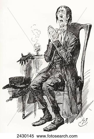Stock Photography - Stiggins. Illustration by Harry Furniss for the Charles Dickens novel The Pickwick Papers, from The Testimonial Edition, published 1910.. Fotosearch