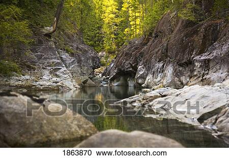 Stock Image - Still Water, Elk Falls, British Columbia, Canada. Fotosearch