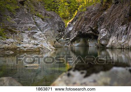 Stock Image - Still Water, Elk Falls, British Columbia, Canada. Fotosearch