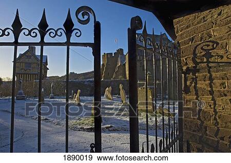 Stokesay Castle, Gatehouse And Parish Church. View Large Photo Image Stock Photo - Stokesay Castle, Gatehouse And Parish Church.. Fotosearch