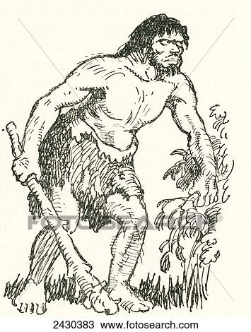 Stone Age man with club. After a work c. 1920 View Large Photo Image Stock Image - Stone Age man with club. After a work c. 1920. Fotosearch