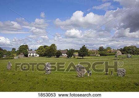 Stock Image - Stone Circle, Avebury, Wiltshire County, England. Fotosearch