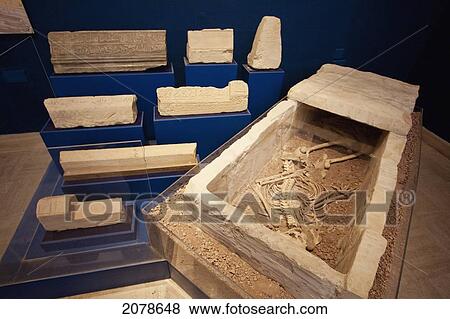 Stock Photo - Stone Coffin On Display At The Domus Romana (Roman Villa), Rabat, Malta. Fotosearch