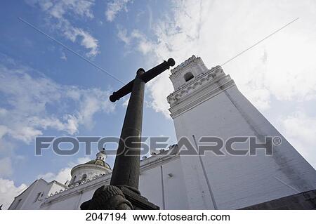 Picture - Stone Cross In Front Of La Merced Church & Convent, Quito, Pichincha, Ecuador. Fotosearch