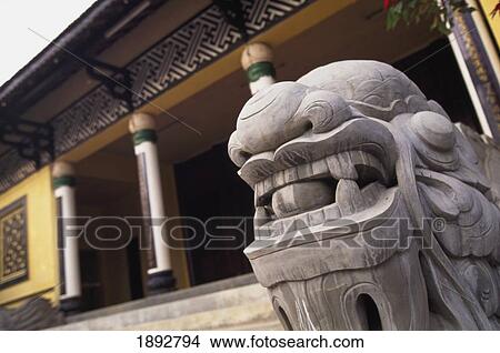Picture - Stone Dragon In Front Of Thien Vuong Pagoda. Fotosearch