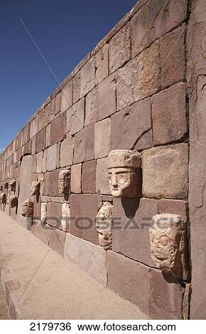 Stone Heads Set Into A Wall In The Ruins Of Tiahuanaco Bolivia View Large Photo Image Stock Photograph - Stone Heads Set Into A Wall In The Ruins Of Tiahuanaco Bolivia. Fotosearch