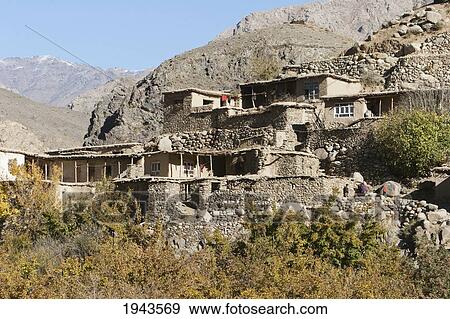 Stock Photo - Stone Houses In Mianeh Band, Parwan Province, Afghanistan. Fotosearch