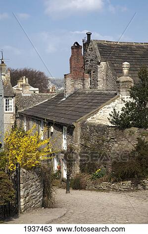 Stock Image - Stone Houses; Middleham Yorkshire England. Fotosearch