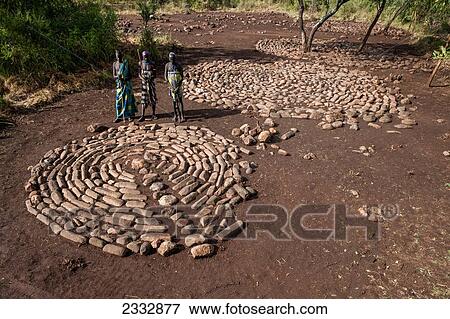 Stock Photo - Stone Platform Outside Village Of Ulumholi; Dirikoro, Ethiopia. Fotosearch