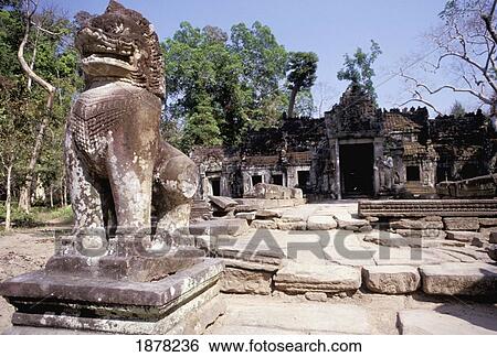 Stock Photograph - Stone Statues At Preah Khan. Fotosearch