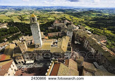 Stone tower and rooftops; San Gimignano, Tuscany, Italy View Large Photo Image Stock Photograph - Stone tower and rooftops; San Gimignano, Tuscany, Italy. Fotosearch