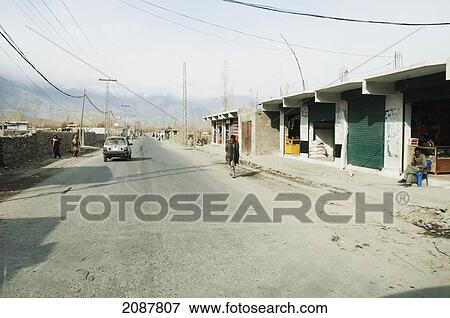Stock Photo - Stores In The Bazaar, Skardu, Northern Areas, Pakistan. Fotosearch