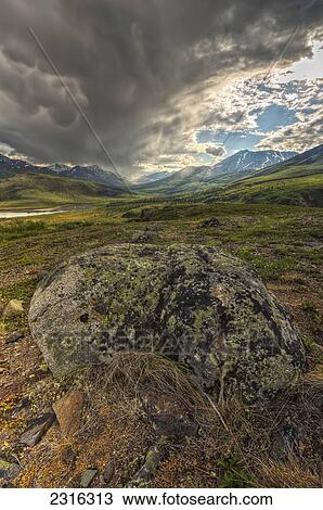 Stock Image - Storm Clouds Over The Klondike Valley In Tombstone Territorial Park And Dempster Highway; Yukon Canada. Fotosearch