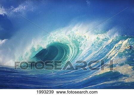 Stormy Ocean Wave Curling Over With Whitewash, View Of Barrel, Closeup View Large Photo Image Stock Photo - Stormy Ocean Wave Curling Over With Whitewash, View Of Barrel, Closeup. Fotosearch