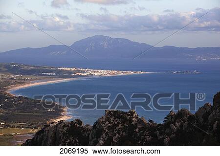 Stock Photography - Strait Of Gilbraltar With Africa In The Background; Tarifa Cadiz Andalusia Spain. Fotosearch