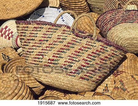 Stock Photo - Straw Baskets In The Souk. Fotosearch