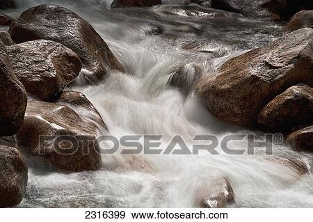 Stock Photo - Stream Running Below Shannon Falls; British Columbia Canada. Fotosearch