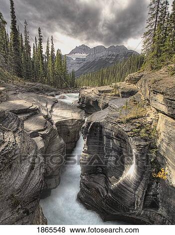 Stock Photo - Stream Through Canyon; Banff National Park, Alberta, Canada. Fotosearch