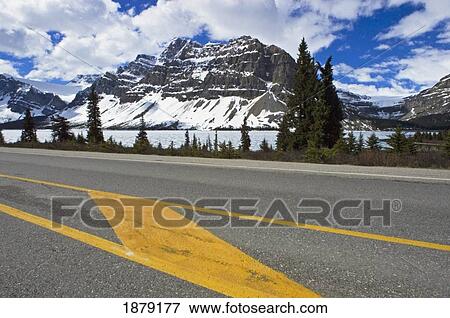 Stock Photo - Street Along Bow Lake.. Fotosearch