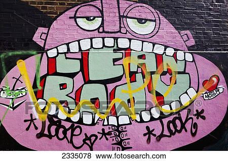 Stock Photo - Street Art At Redchurch Street; Shoreditch, London, England, Uk. Fotosearch