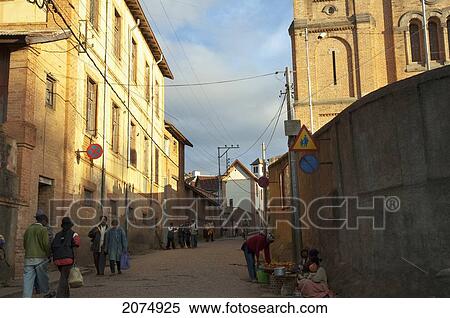Street By Ambozontany Cathedral, Fianarantsoa, Madagascar View Large Photo Image Stock Photography - Street By Ambozontany Cathedral, Fianarantsoa, Madagascar. Fotosearch