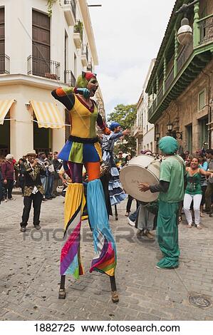 Stock Photography - Street Dancers With Band; Havana, Cuba. Fotosearch