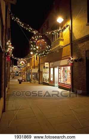 Street Decorated With Christmas Decorations; Durham, England View Large Photo Image Stock Photo - Street Decorated With Christmas Decorations; Durham, England. Fotosearch