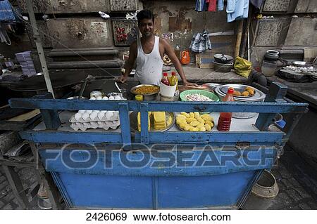 Stock Photo - Street food stall; Kolkata, India. Fotosearch