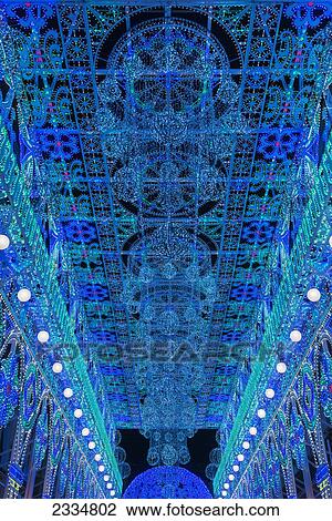 Stock Image - Street Illuminations By Calle Cuba During Fallas Festival; Valencia, Spain. Fotosearch