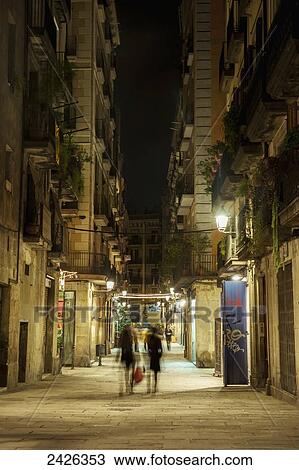 Stock Image - Street in El Born neighbourhood; Barcelona, Catalonia, Spain. Fotosearch