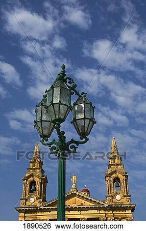 Street Lamp In Front Of St. Publius Parish Church View Large Photo Image Stock Photograph - Street Lamp In Front Of St. Publius Parish Church. Fotosearch